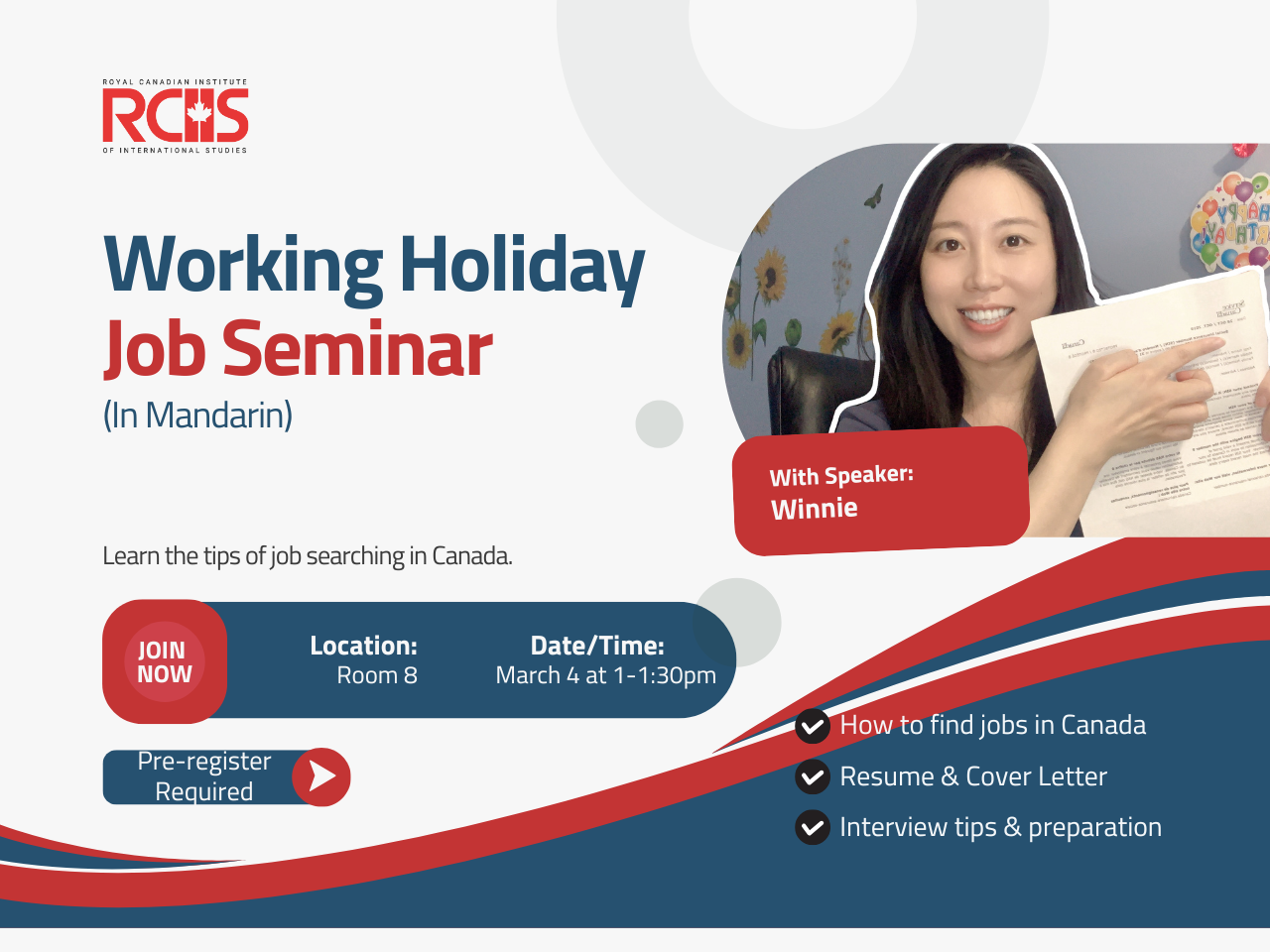 Working Holiday Job Seminar(Mandarin)